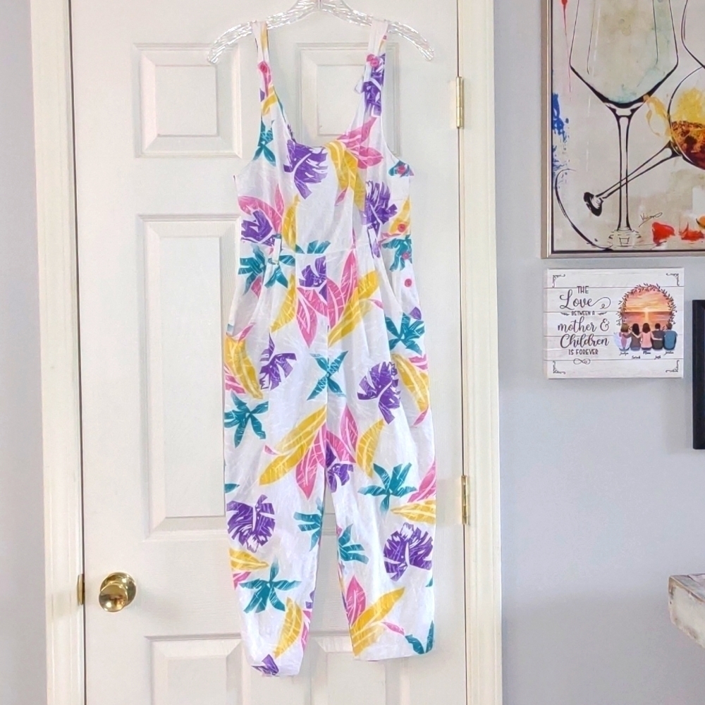 Vintage 90's Y2K Romper Abstract Neon jumpsuit Scoop Neck